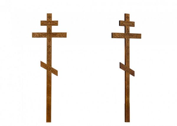 Крест на могилу Прямой с декором состаренный