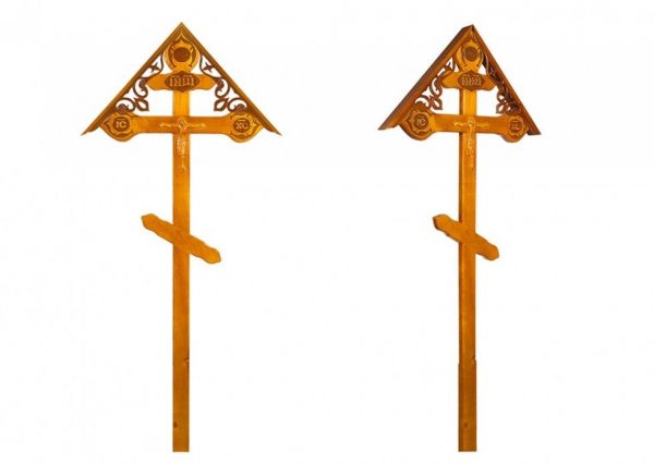 Крест на могилу Фигурный с орнаментом и крышкой